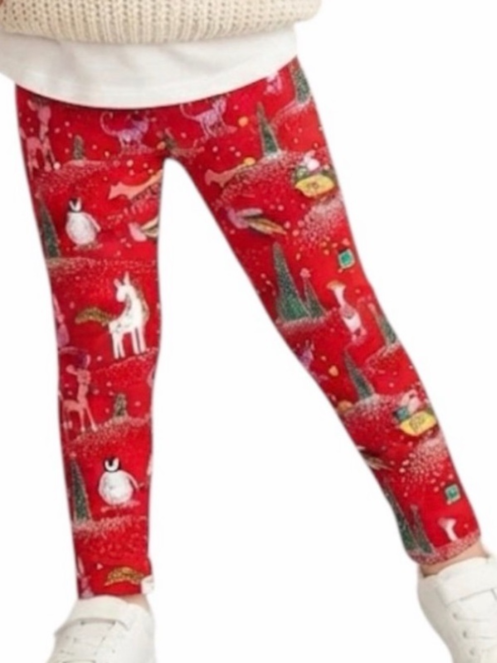 NEXT DIRECT Girls Christmas Unicorn Print Leggings Red Size 5Y